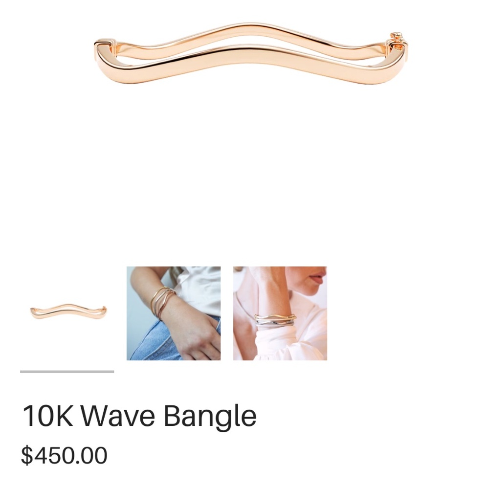 10K Solid Yellow Gold Wave Bangle